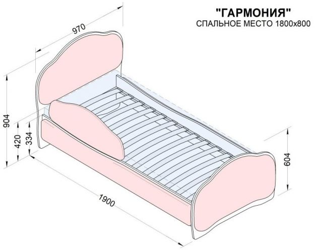 Кровать 180 Гармония 67 Светло-фиолетовый (мягкий бортик)