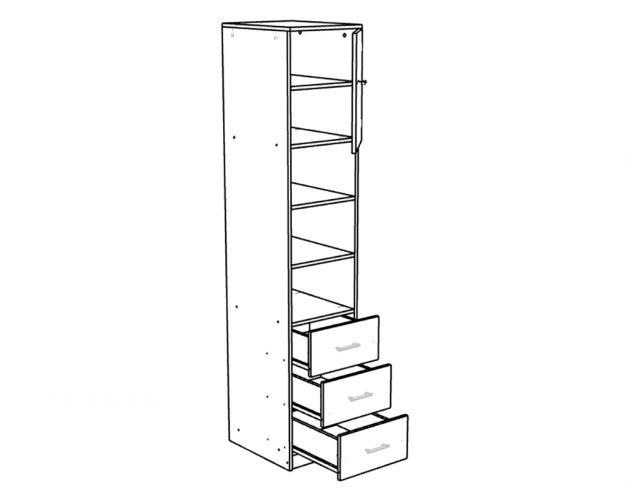 Шкаф-пенал №1 (полуоткрытый) Белое дерево/Венге